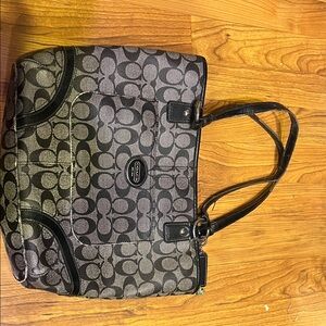Coach Black and Gray Patterned Tote